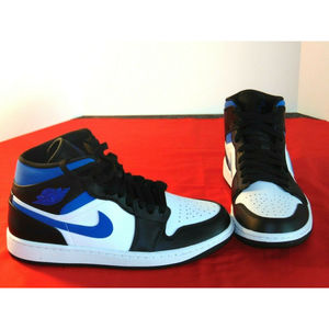 Nike Air Jordan 1 Mid White Racer Blue Black Men’s 7.5 Shoes 554724-140